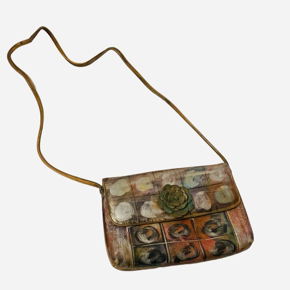 JANE YOO Abstract Art To Wear Artist Signed Shoulder Purse Bag Front Snap Flap